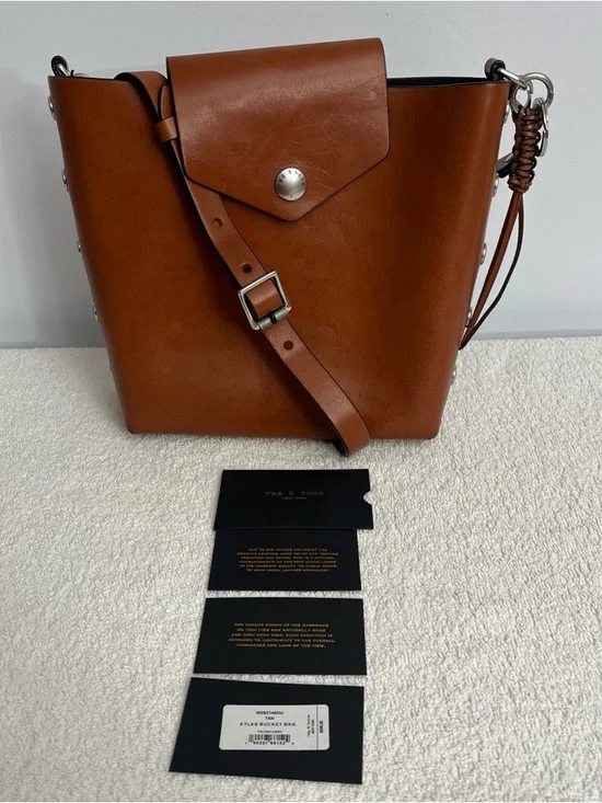 Rag & Bone Atlas Bucket Tan Leather Bag - Picture 2 of 16